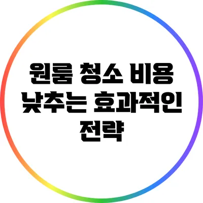 원룸 청소 비용 낮추는 효과적인 전략