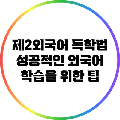 제2외국어 독학법: 성공적인 외국어 학습을 위한 팁