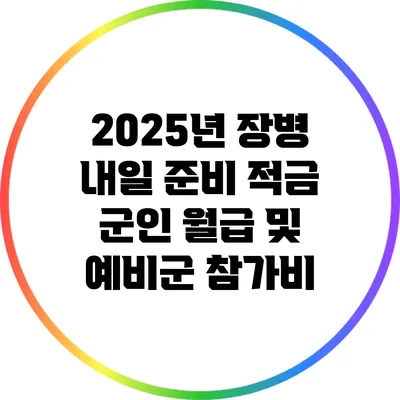 2025년 장병 내일 준비 적금: 군인 월급 및 예비군 참가비