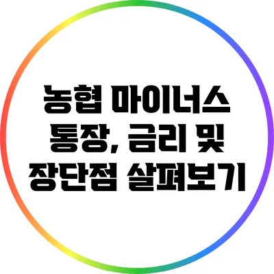 농협 마이너스 통장, 금리 및 장단점 살펴보기