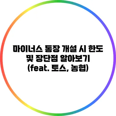 마이너스 통장 개설 시 한도 및 장단점 알아보기 (feat. 토스, 농협)