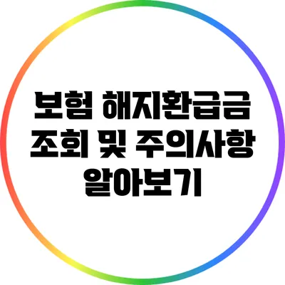 보험 해지환급금 조회 및 주의사항 알아보기