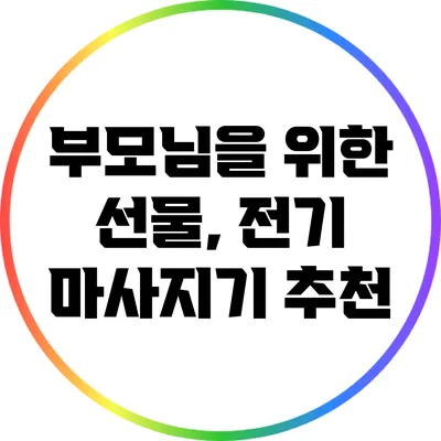 부모님을 위한 선물, 전기 마사지기 추천