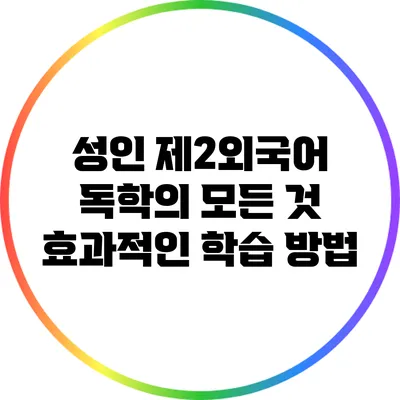 성인 제2외국어 독학의 모든 것: 효과적인 학습 방법