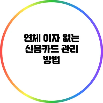 연체 이자 없는 신용카드 관리 방법