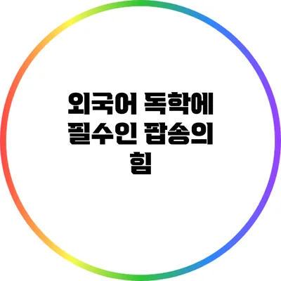 외국어 독학에 필수인 팝송의 힘