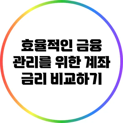 효율적인 금융 관리를 위한 계좌 금리 비교하기