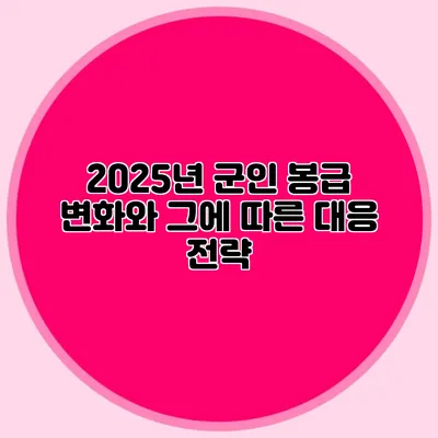 2025년 군인 봉급 변화와 그에 따른 대응 전략