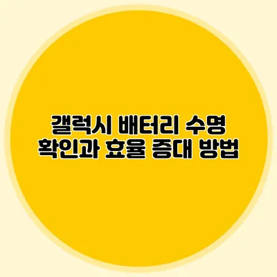 갤럭시 배터리 수명 확인과 효율 증대 방법