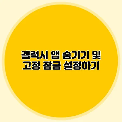 갤럭시 앱 숨기기 및 고정 잠금 설정하기