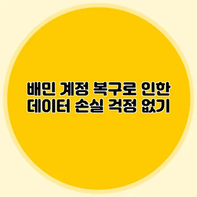 배민 계정 복구로 인한 데이터 손실 걱정 없기