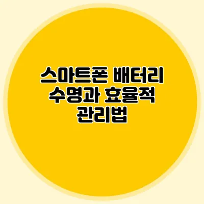 스마트폰 배터리 수명과 효율적 관리법