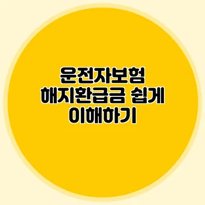 운전자보험 해지환급금 쉽게 이해하기