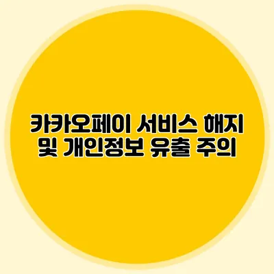 카카오페이 서비스 해지 및 개인정보 유출 주의