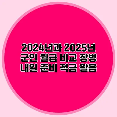 2024년과 2025년 군인 월급 비교: 장병 내일 준비 적금 활용