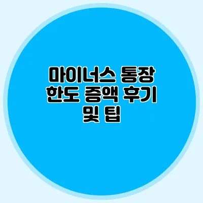 마이너스 통장 한도 증액 후기 및 팁