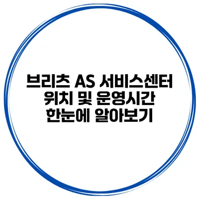 브리츠 AS 서비스센터 위치 및 운영시간 한눈에 알아보기