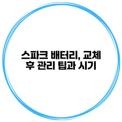 스파크 배터리, 교체 후 관리 팁과 시기