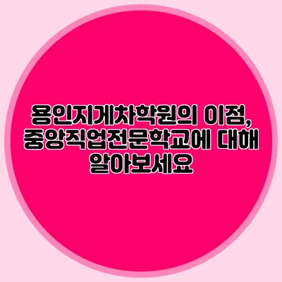 용인지게차학원의 이점, 중앙직업전문학교에 대해 알아보세요