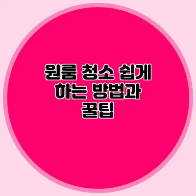 원룸 청소 쉽게 하는 방법과 꿀팁