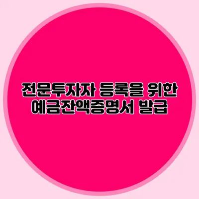 전문투자자 등록을 위한 예금잔액증명서 발급