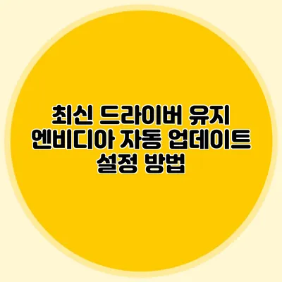 최신 드라이버 유지 엔비디아 자동 업데이트 설정 방법