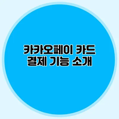 카카오페이 카드 결제 기능 소개